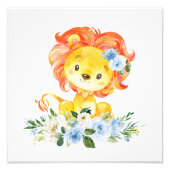 Impression Photo Lion, Safari, Jungle, Fleurs Bleues, Pépinière (Devant)