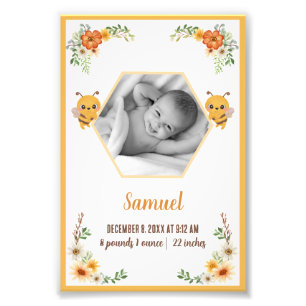 Impression Photo Little Bee Baby Stats de naissance