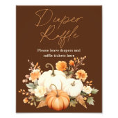 Impression Photo Little Pumpkin Fall Diaper Raffle Baby Shower Sign (Devant)