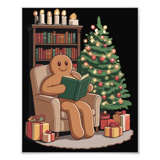 Impression Photo Livres de lecture Rétro Gingerbread Noël Enseignan (Devant)