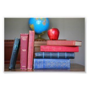 Impression Photo Livres vintages et Apple pour l'enseignant