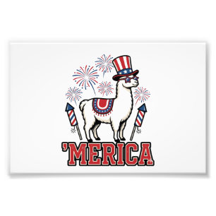 Impression Photo Llama Patriotique Merica Design Vectoriel Vintage_