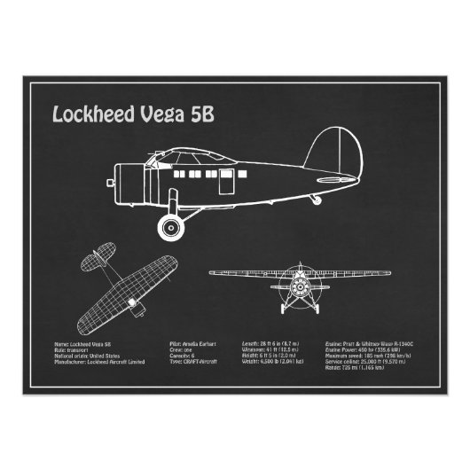 Impression Photo Lockheed Vega 5B - Plans d'avion PD (Devant)