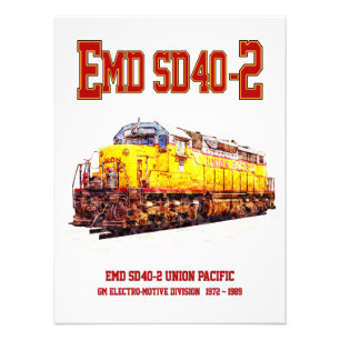 Impression Photo Locomotive diesel EMD SD40-2 vintage.