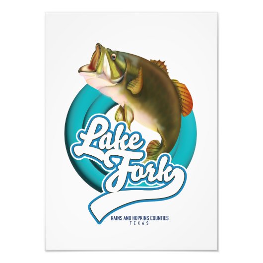 Impression Photo logo de pêche du lac Fork Texas. (Devant)