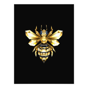 Impression Photo Logo Faux Gold Foil Bee Polygonal sur Noir