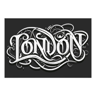 Impression Photo Londres Calligraphie métallique lourde - Londres M