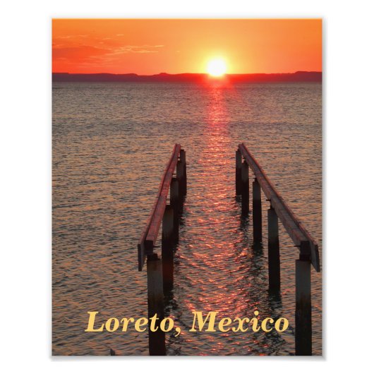 Impression Photo Loreto Mexico Dock, Orange Sunset Sky (Devant)