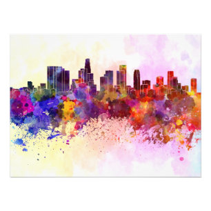 Impression Photo Los Angeles skyline in background watercolor