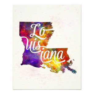 Impression Photo Louisiana US State in watercolor text cut out