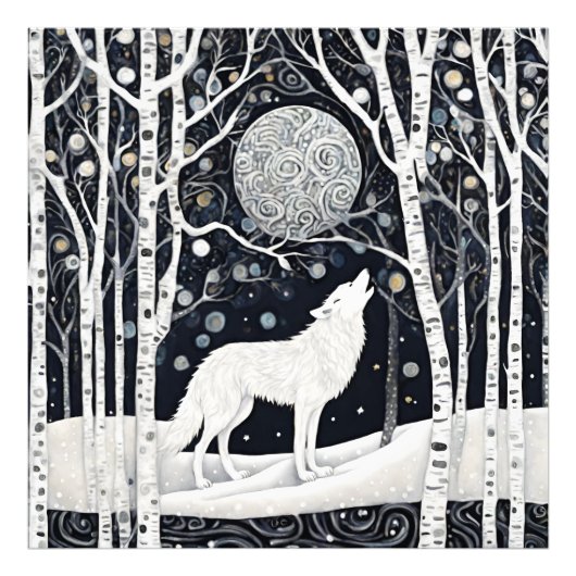 Impression Photo Loup d'hiver blanc moderne (Devant)