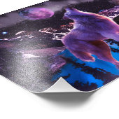 Impression Photo Loup gris hurlant dans la forêt (Coin)