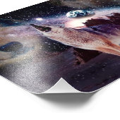 Impression Photo Loup hurlant à travers l'univers (Coin)