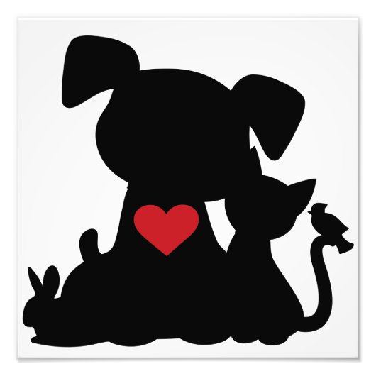 Impression Photo Love Puppy et Kitten Silhouette (Devant)