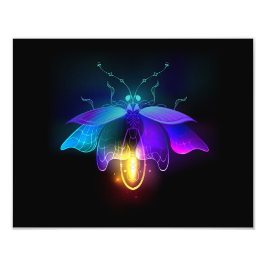 Impression Photo Lucioles néon sur fond noir (Devant)