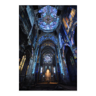 Impression Photo Lumière de projection de vitrail de cathédrale en