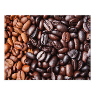 Impression Photo Lumière et grains de café foncés de rôti - bla