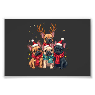 Impression Photo Lumières de Noël Bouledogues Français Xmas Frenchi
