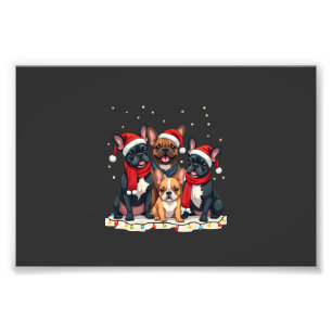 Impression Photo Lumières de Noël Bouledogues Français Xmas Frenchi
