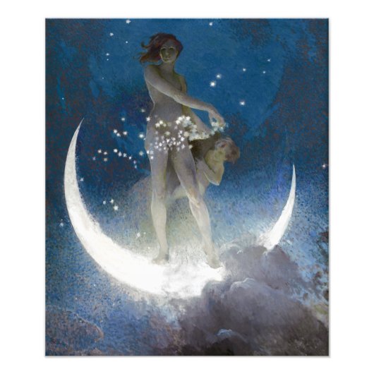 Impression Photo Luna Goddess at Night Scattering Stars (Devant)