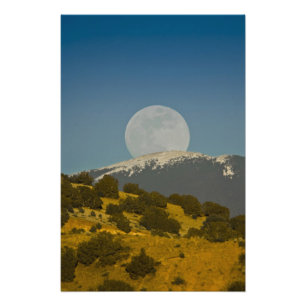 Impression Photo Lune au-dessus des monts Sangre de Cristo,