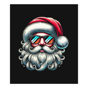 Impression Photo Lunettes de soleil rétro visage du Père Noël Noël