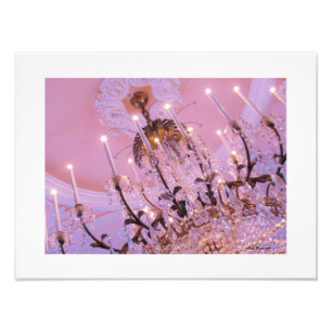 Impression Photo Lustre en cristal sur la copie rose de plafond