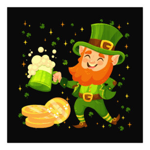 Impression Photo Lutin buvant de la bière St. Patrick's Day