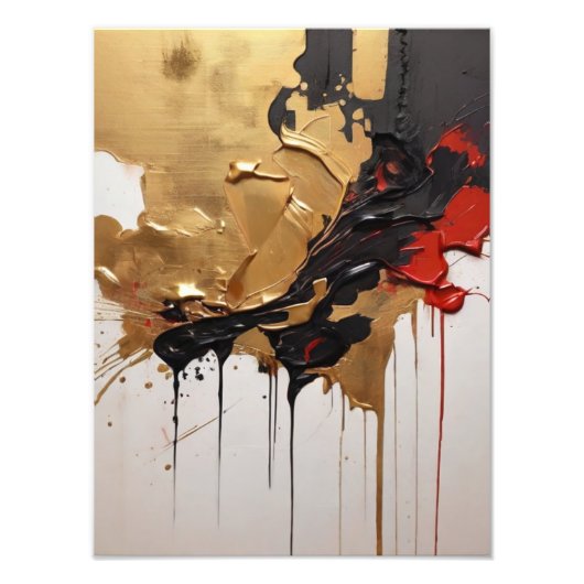 Impression Photo Luxe Black, Gold et Red Abstrait (Devant)
