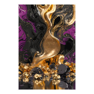Impression Photo Luxueux Objet en Obsidienne et Or Fluid Art - Abst
