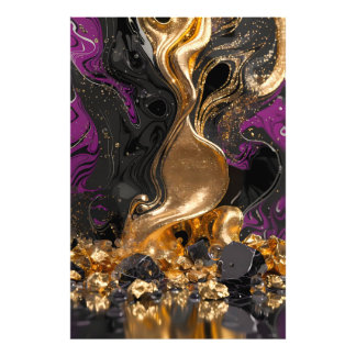 Impression Photo Luxueux Objet en Obsidienne et Or Fluid Art - Abst