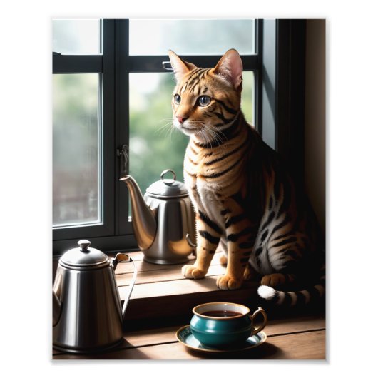 Impression Photo Luxury Bengal Cat Portrait by Window (Devant)