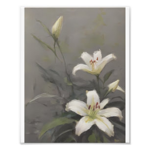 Impression Photo Lys blancs sur un fond gris doux