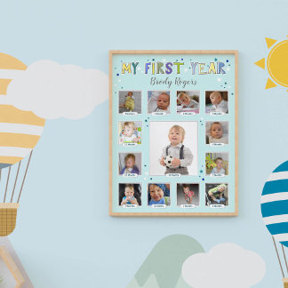 Impression Photo "Ma première année" Baby Boy Keepsaké Collage Post