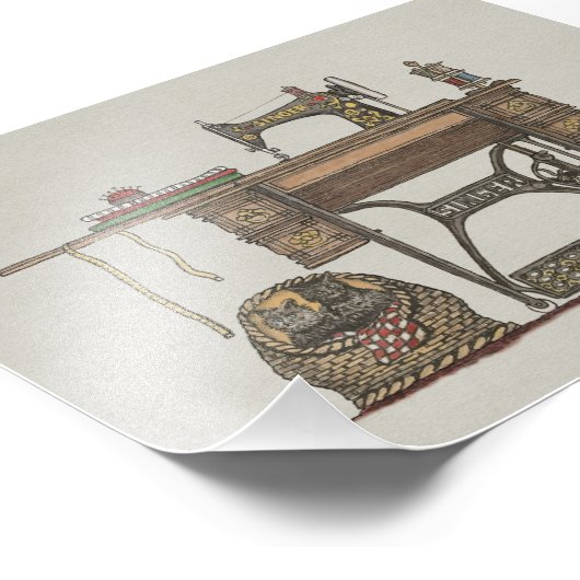 Impression Photo Machine à coudre et chatons (Coin)