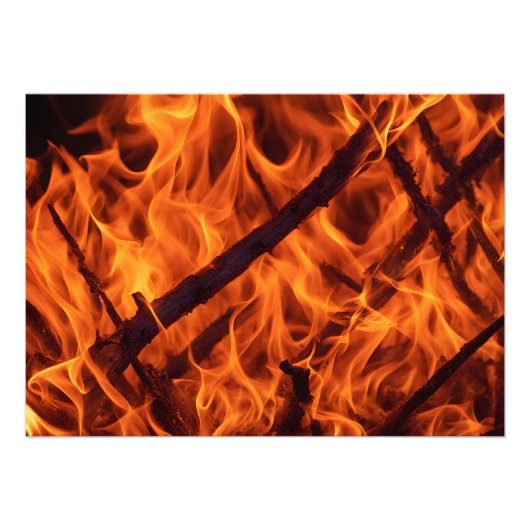 Impression Photo Macro de flamme de feu dans la cheminée (Devant)