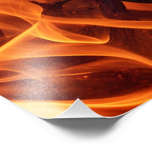 Impression Photo Macro de flamme de feu dans la cheminée (Coin)