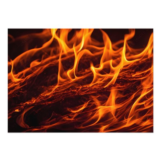 Impression Photo Macro de flamme de feu dans la cheminée (Devant)