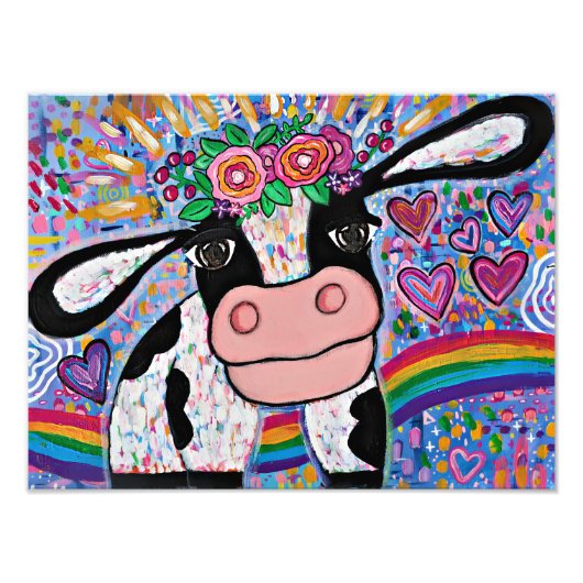 Impression Photo Magique Rainbow Moo-Moo Love Cow (Devant)