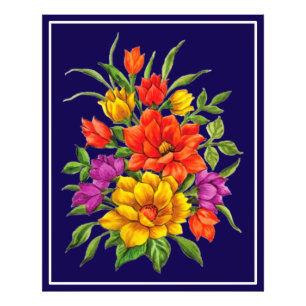 Impression Photo Magnifique Bouquet De Fleurs Aquarelle-34123