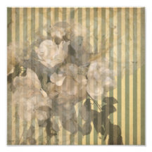 Magnolias sur papier vintage rayé