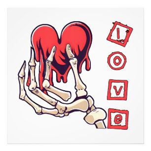 Impression Photo Main de squelette symbolique de l'amour offrant un