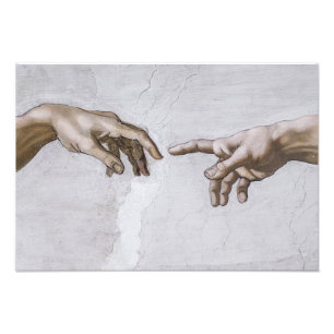 Impression Photo Mains de Dieu et Adam par Michel-Ange