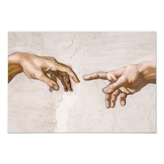 Impression Photo Mains de Dieu le Père et Adam par Michel-Ange (Devant)