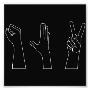 Impression Photo Mains de papier de ciseaux de roche