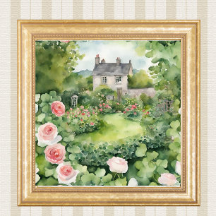Impression Photo Maison Irlandaise à l'aquarelle Campagne