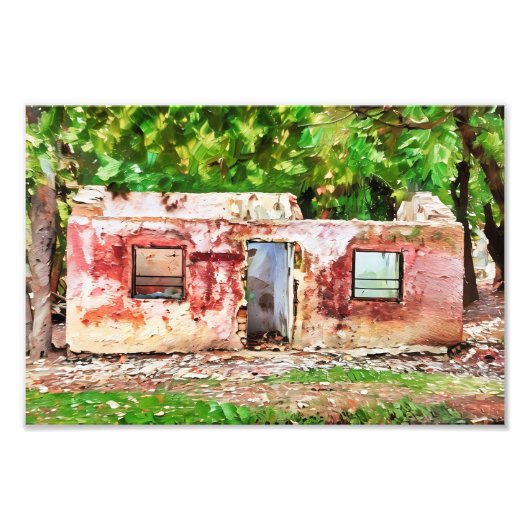 Impression Photo Maison rustique abandonnée au milieu de la forêt v (Devant)