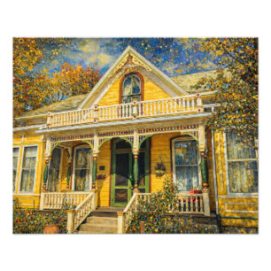 Impression Photo Maison Victorienne Jaune Fantastique
