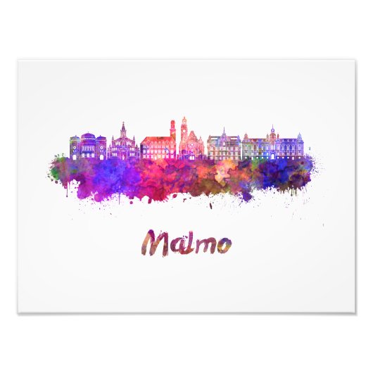 Impression Photo Malmö skyline in watercolor (Devant)