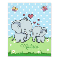 Maman et bébé éléphant mignons, Personnalisé